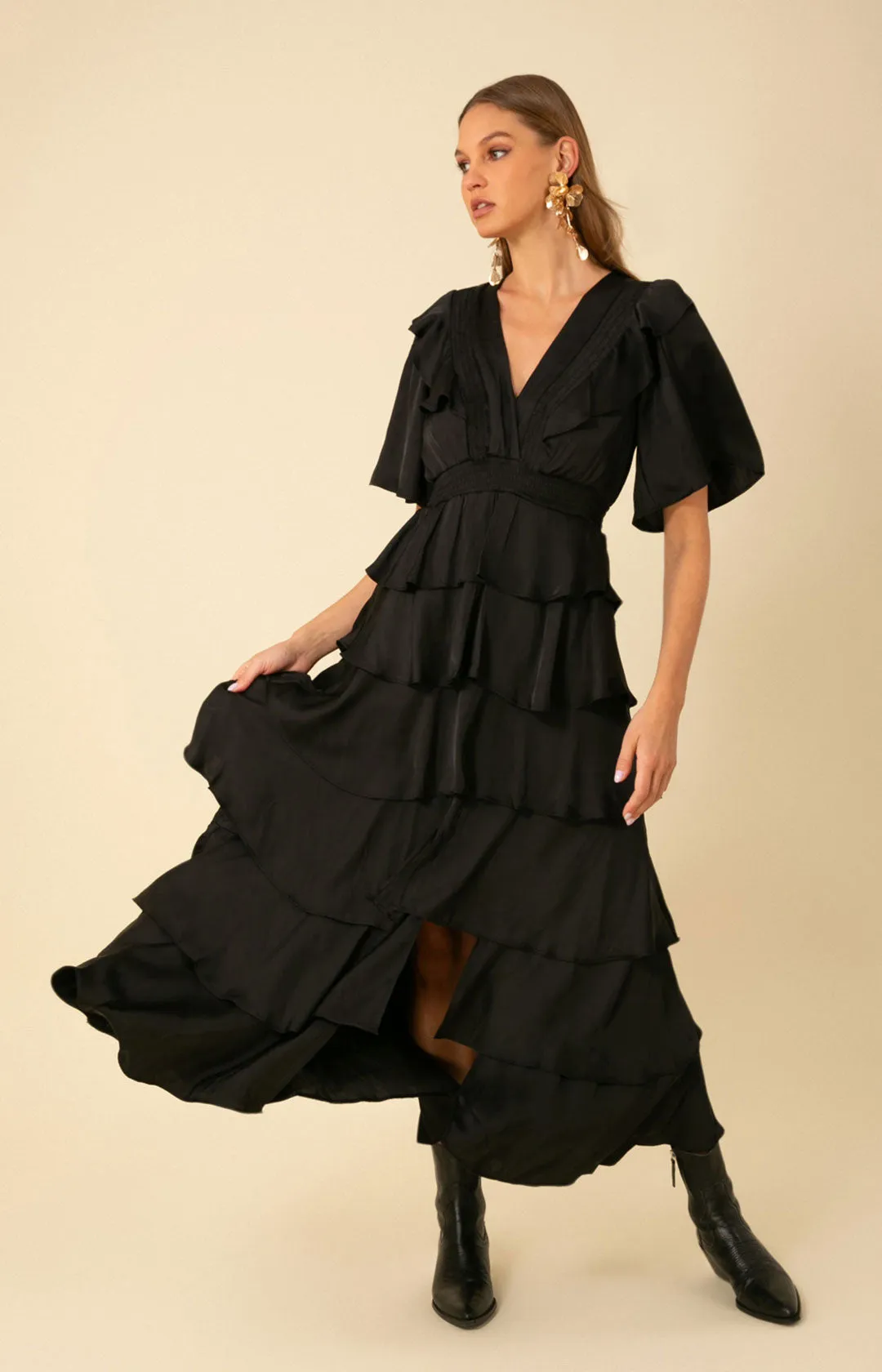 Ainsley Solid Tiered Dress