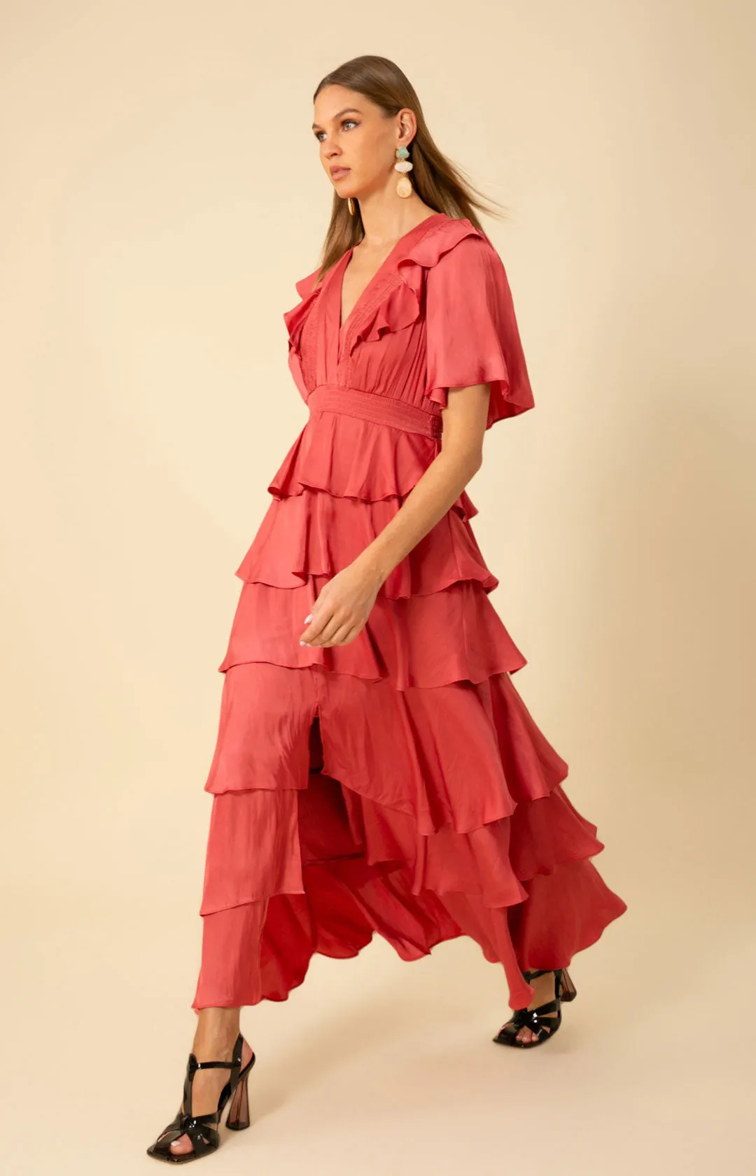 Ainsley Solid Tiered Dress