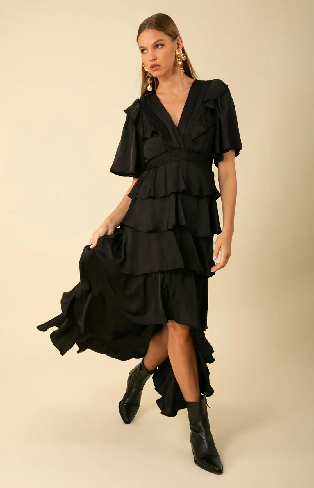 Ainsley Solid Tiered Dress