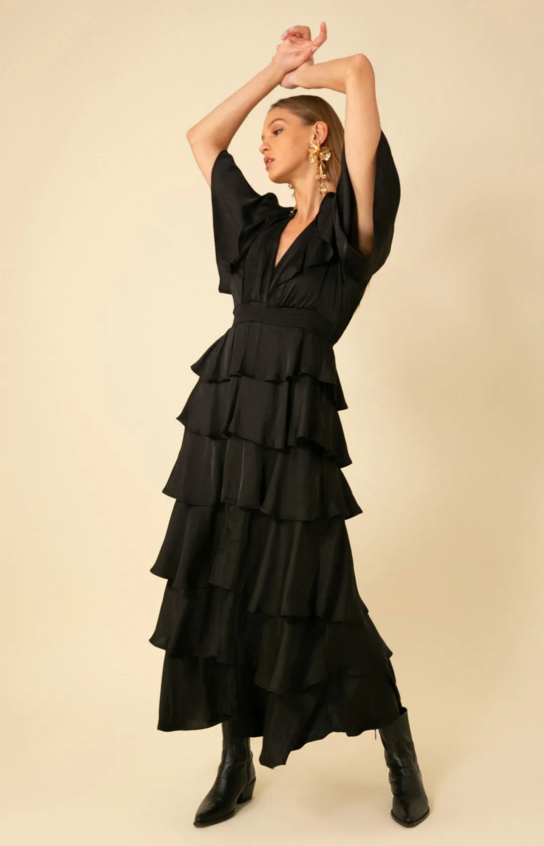 Ainsley Solid Tiered Dress