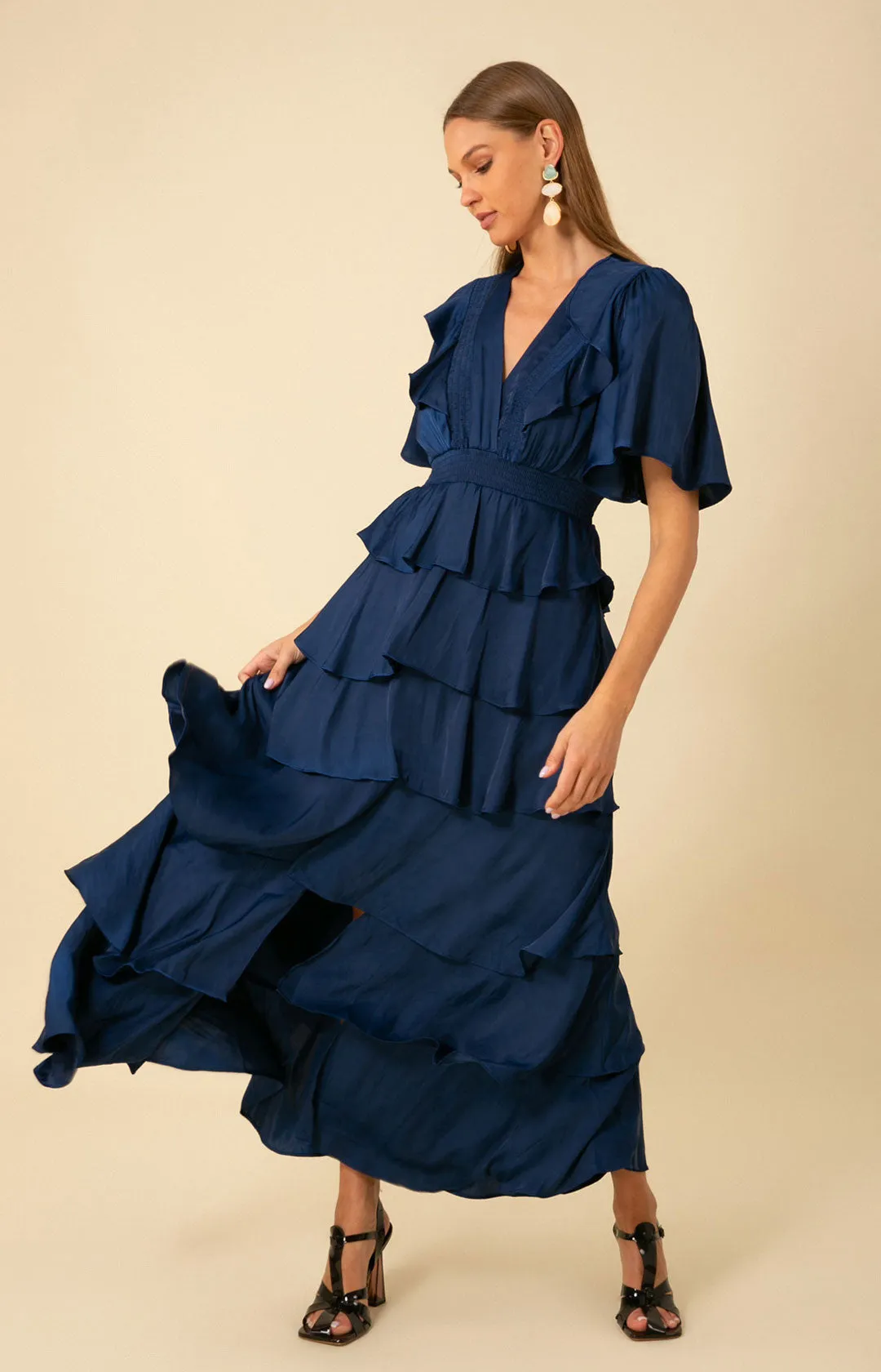 Ainsley Solid Tiered Dress