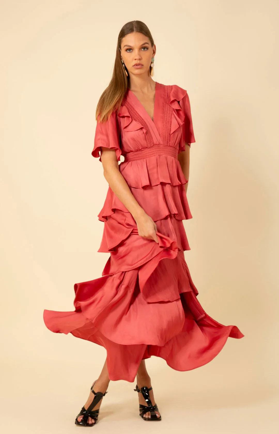 Ainsley Solid Tiered Dress