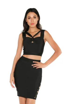 Black Knotted Crop Top