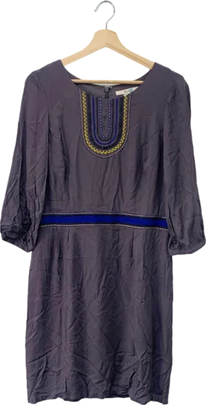 Boden Purple Embroidered Shift Dress UK 8