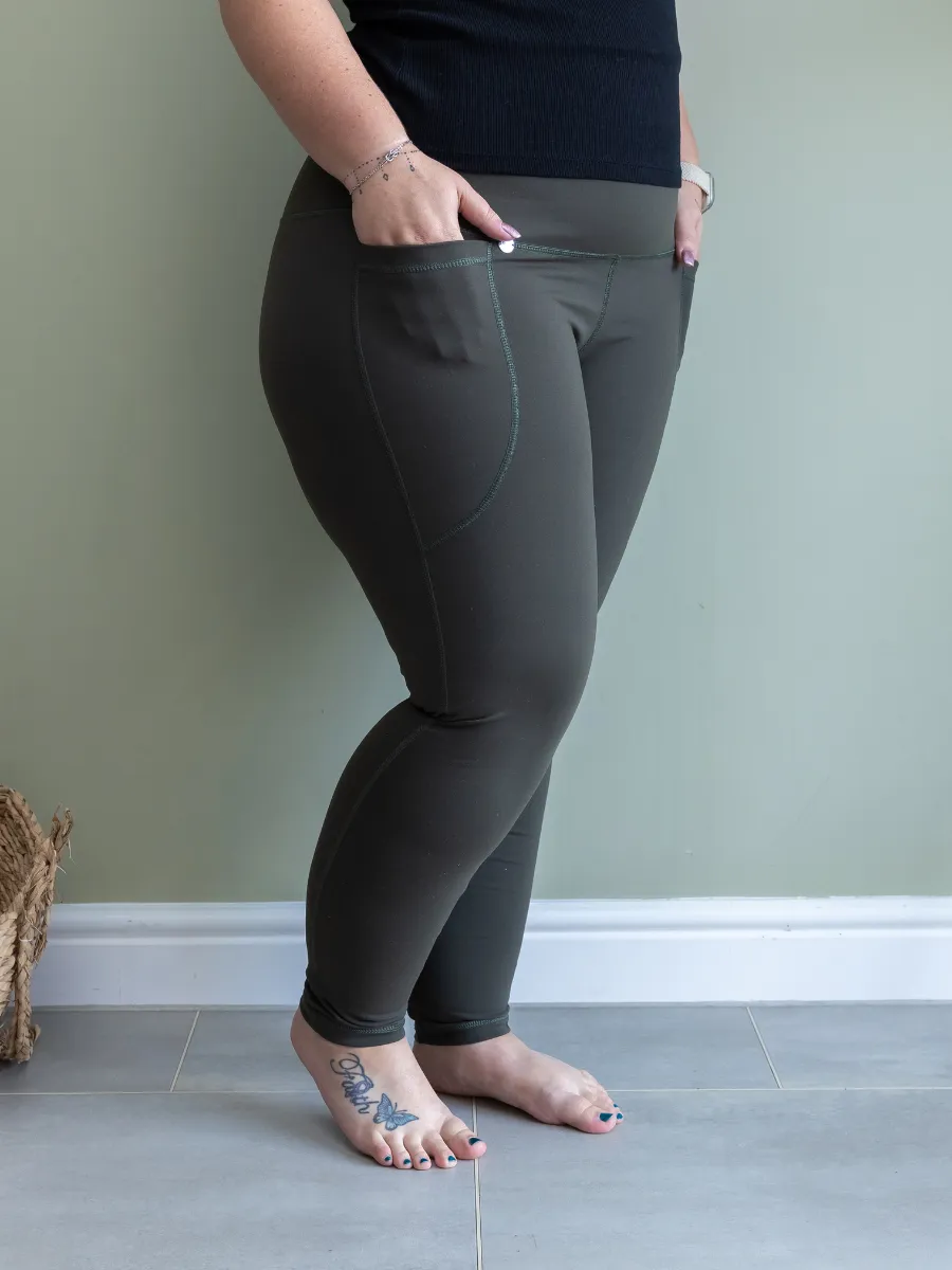 Body Sculpt Khaki 2 Pocket Full Leggings