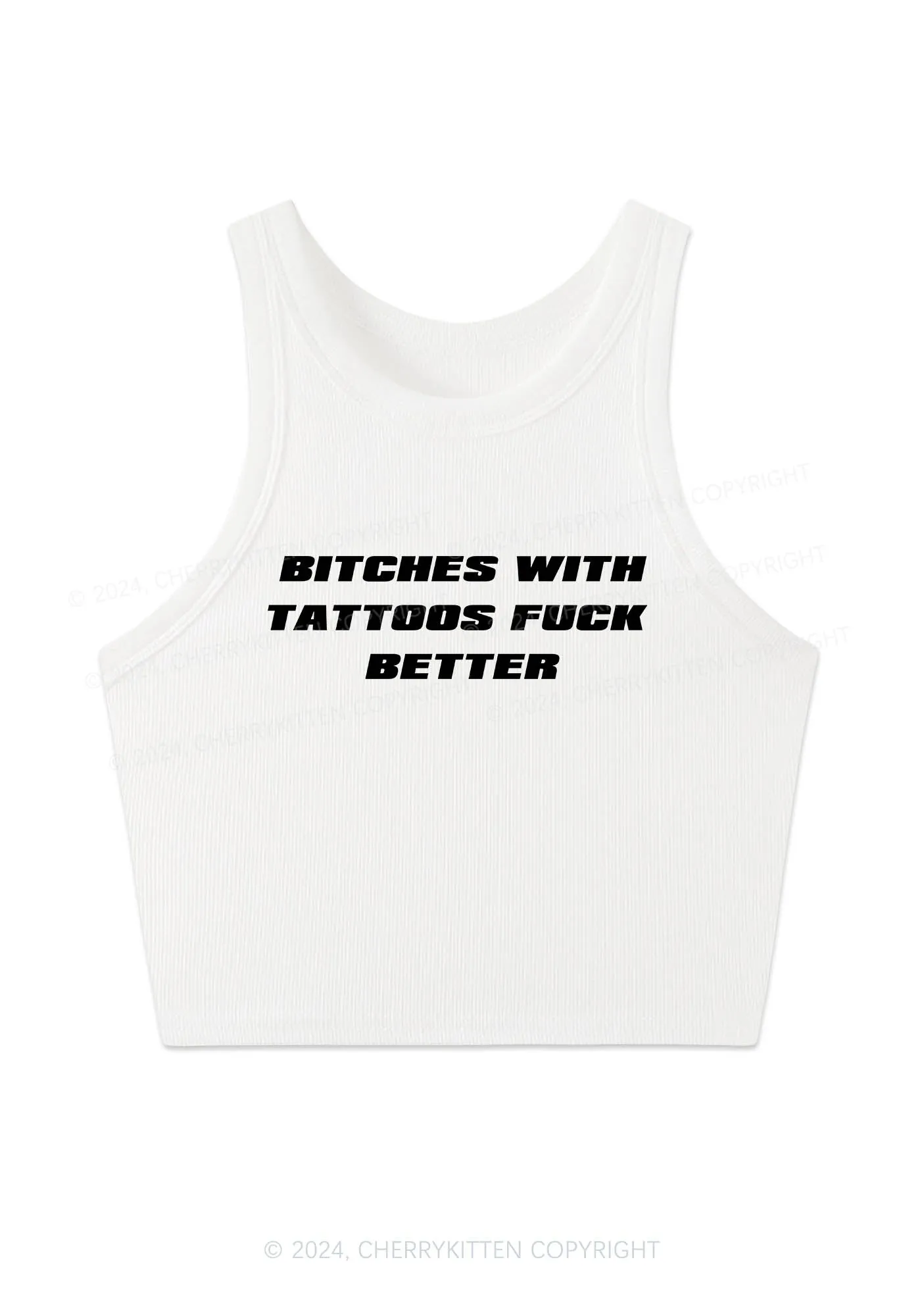 Bxxches With Tattoos Fxxk Better Y2K Crop Tank Top Cherrykitten