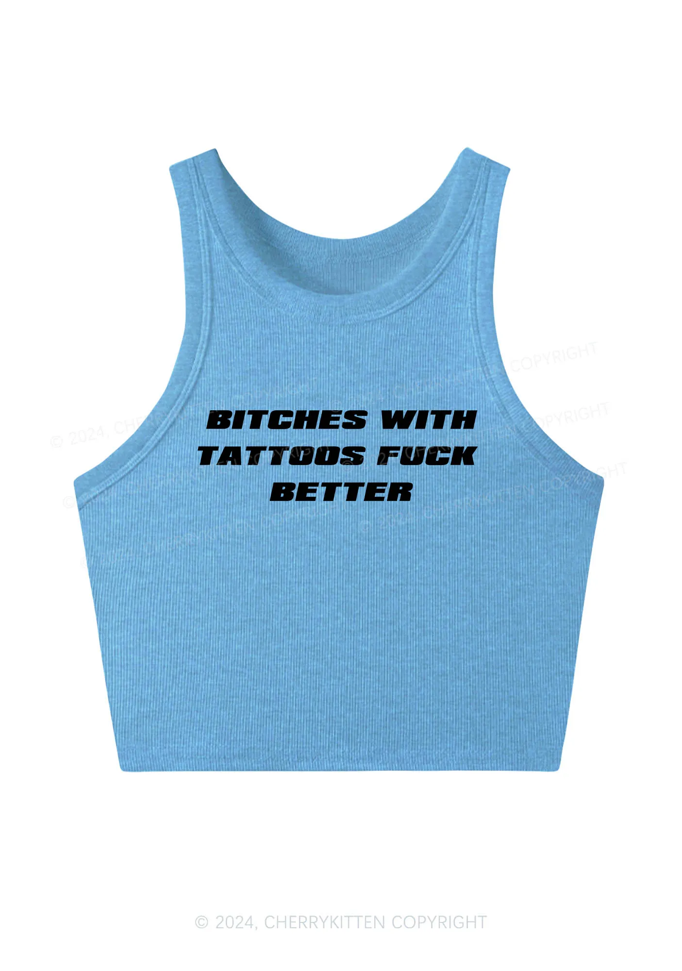Bxxches With Tattoos Fxxk Better Y2K Crop Tank Top Cherrykitten