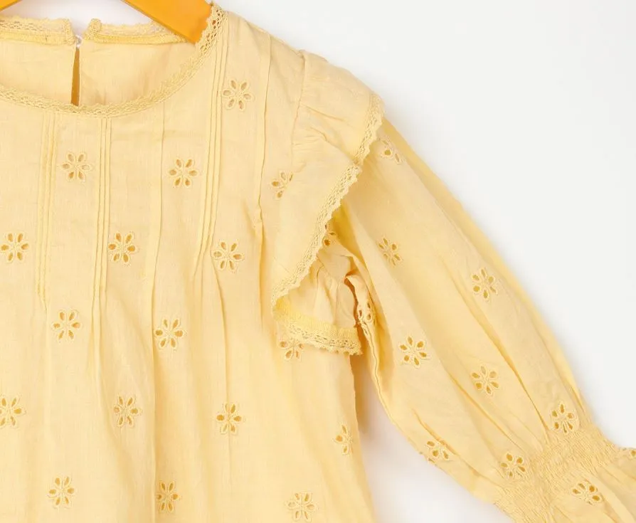 Embroidered Shift - Yellow Dress
