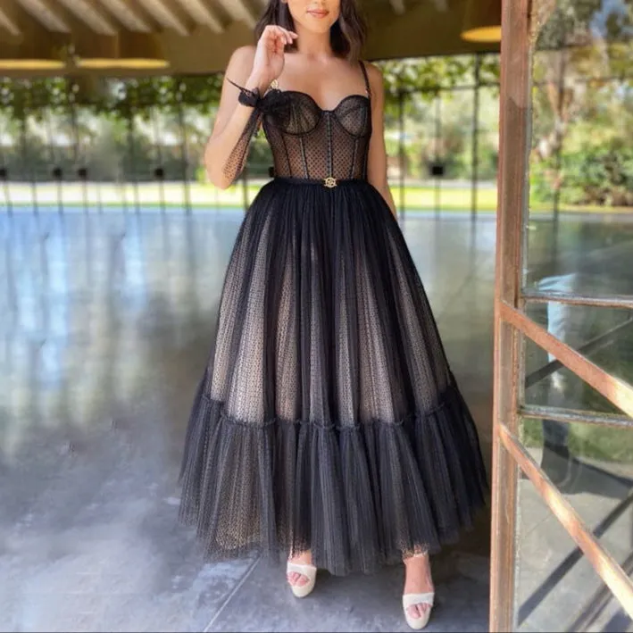 Fashion Lace Strap Tube Top Chiffon Dress
