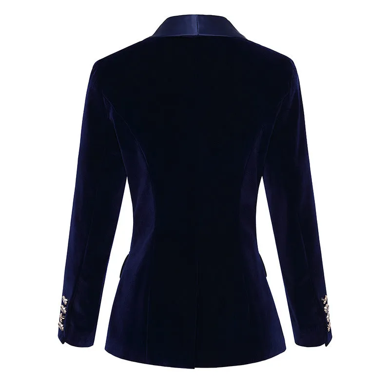 Fashion Satin Fruit Collar Velvet Jacket