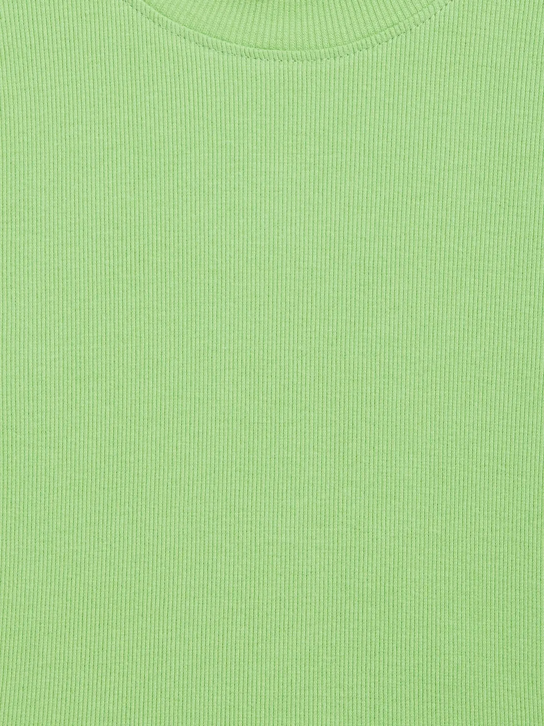 Girls Green High Neck Rib Crop Top
