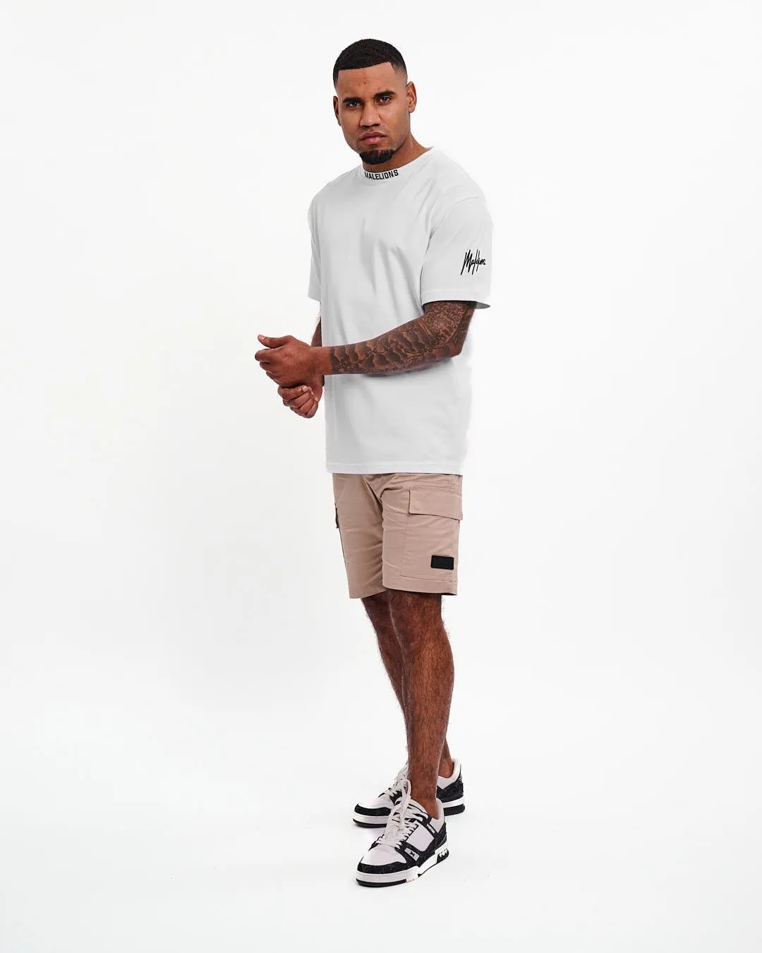 Malelions Men Collar T-Shirt | White