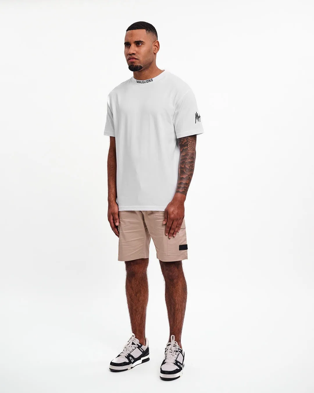 Malelions Men Collar T-Shirt | White