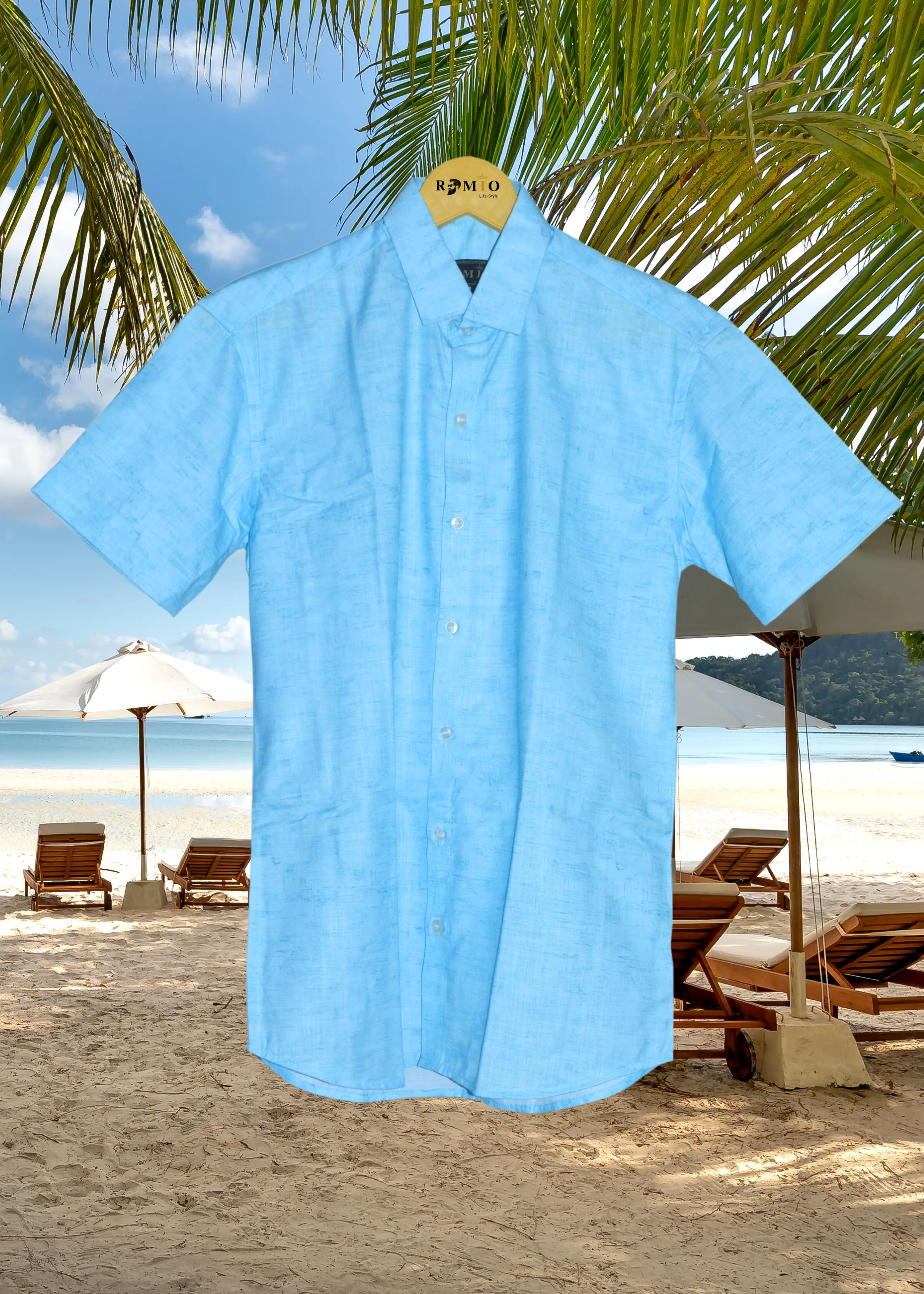 Men Blue Solid Slim Fit Formal Half Sleev Shirt (f23)