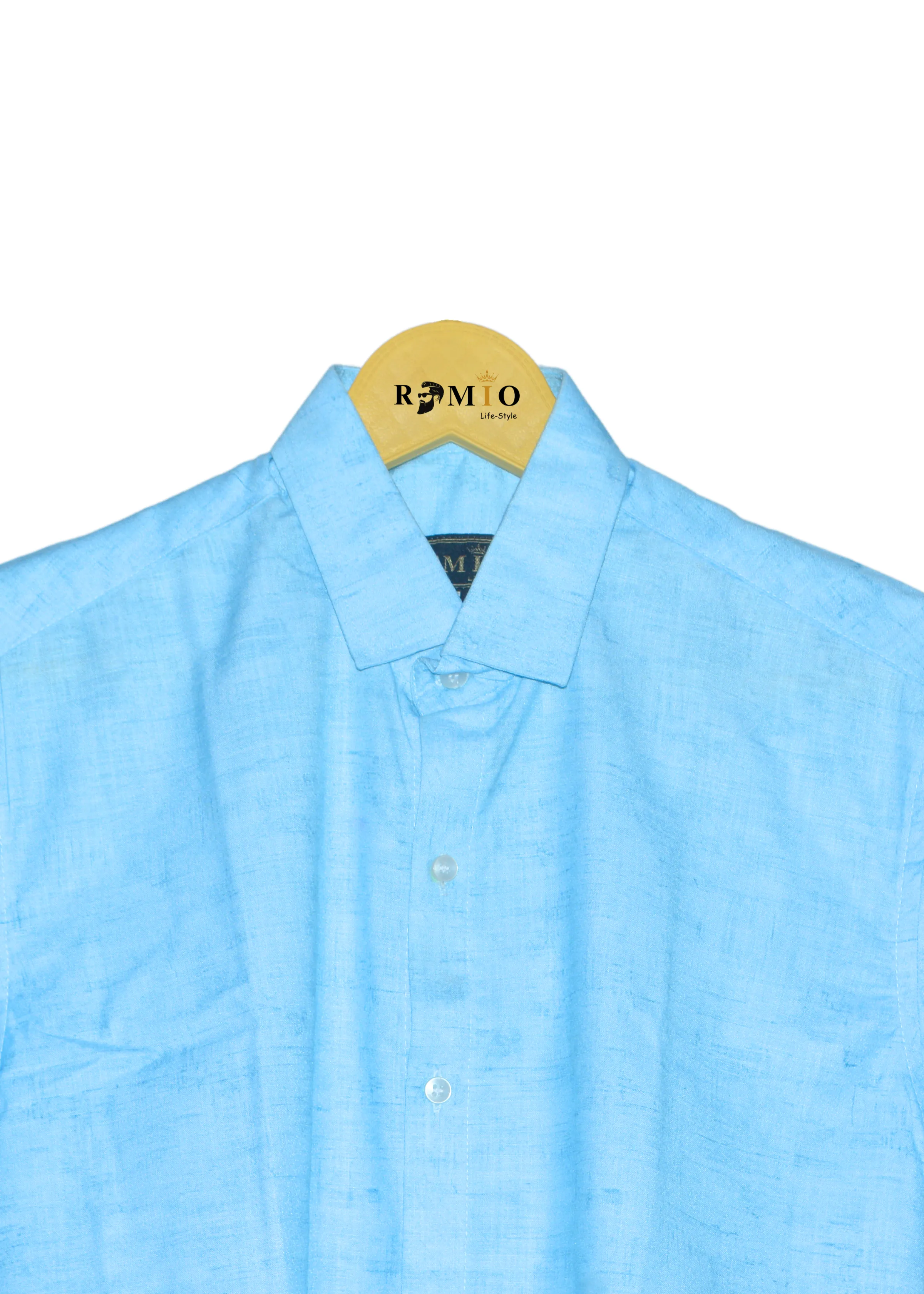 Men Blue Solid Slim Fit Formal Half Sleev Shirt (f23)