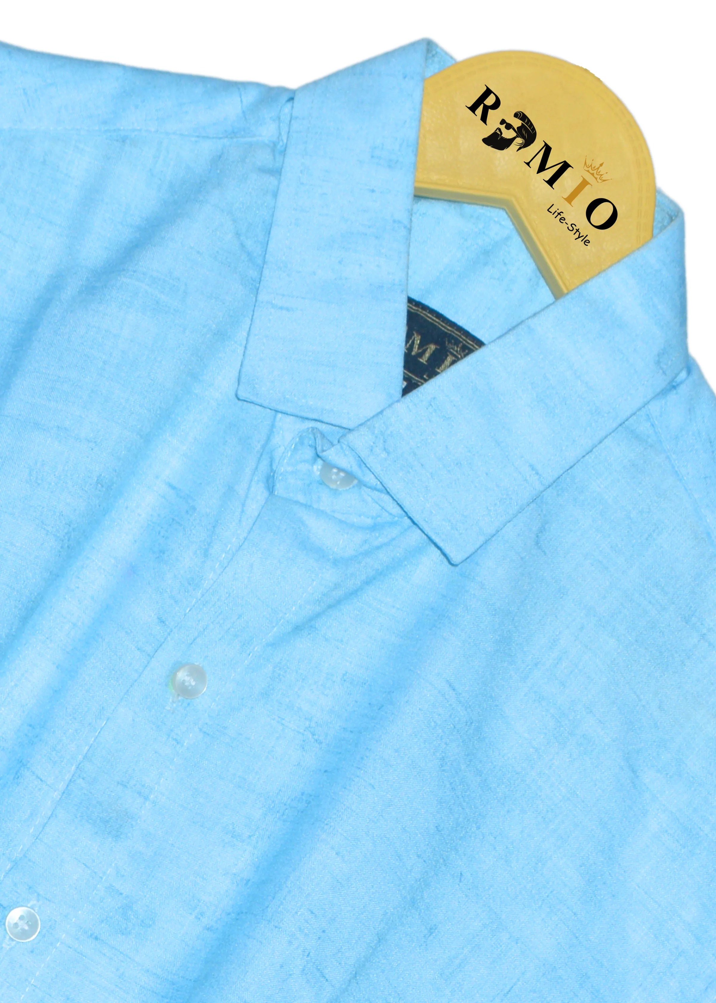 Men Blue Solid Slim Fit Formal Half Sleev Shirt (f23)