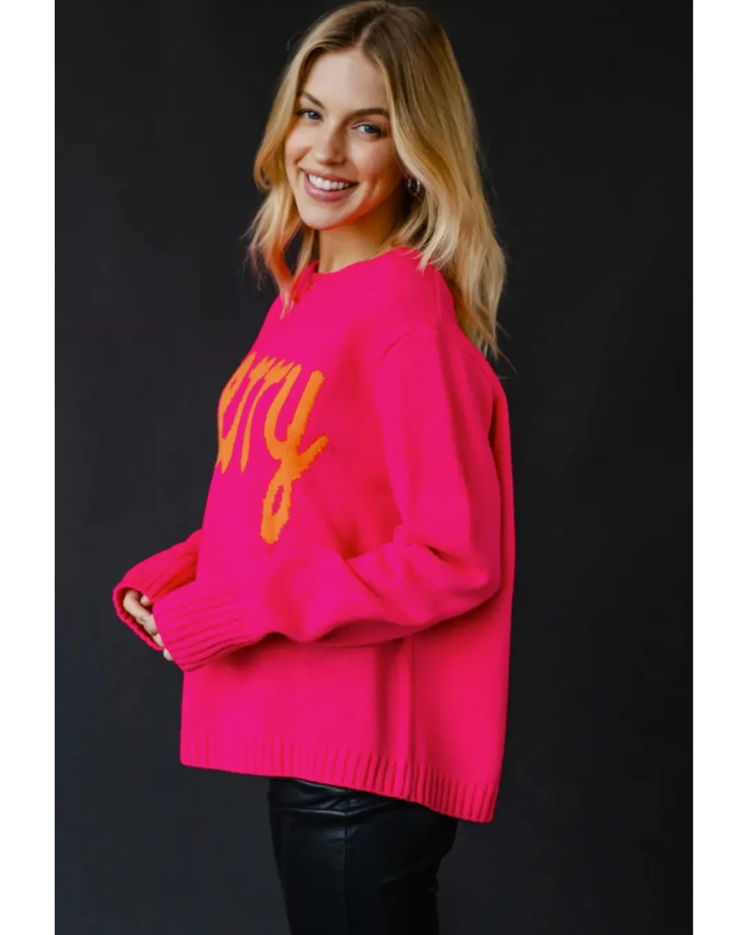 Merry Pullover Sweater Bright Pink