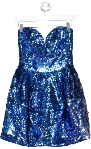 Pinko Blue Sweetheart Sequin Minidress UK 8