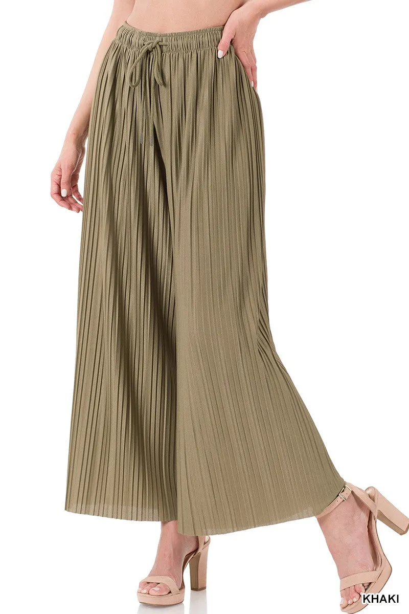 Pleated Wide Leg Lined Pants