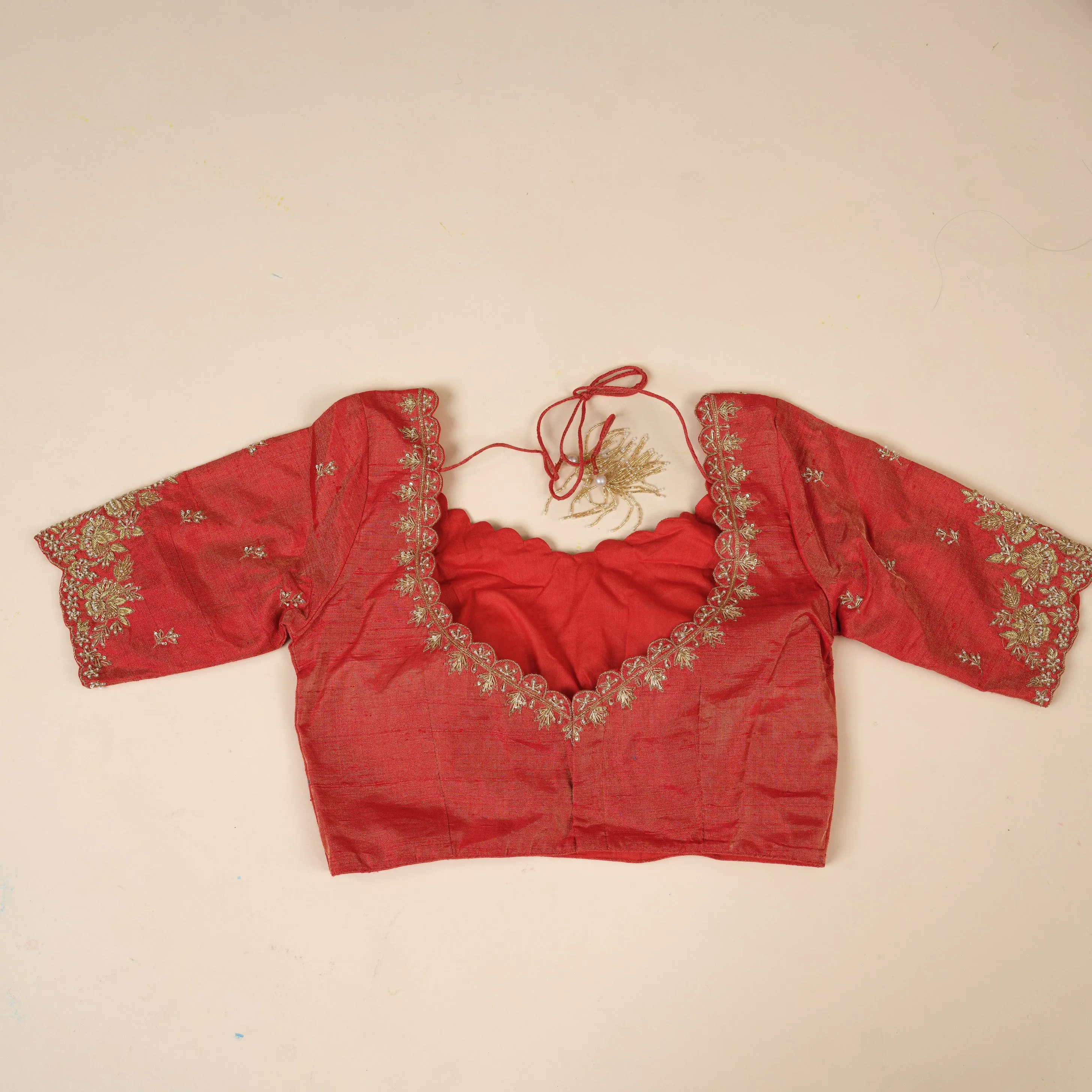 Rust embroidered stitched blouse