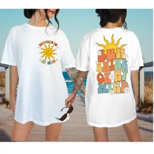 Sunshine On My Mind Comfort Colors® T-Shirt, Front and Back Retro Design T-Shirt Dress, 1970's Vintage Summer Beach Tee