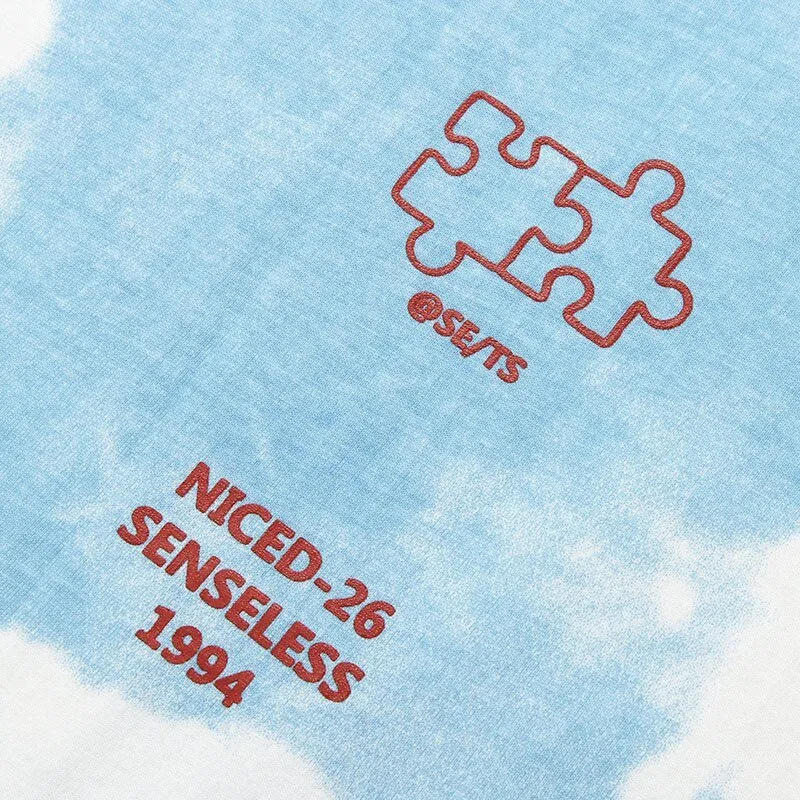 Tie Dye Streetwear Letter Puzzle T-Shirt