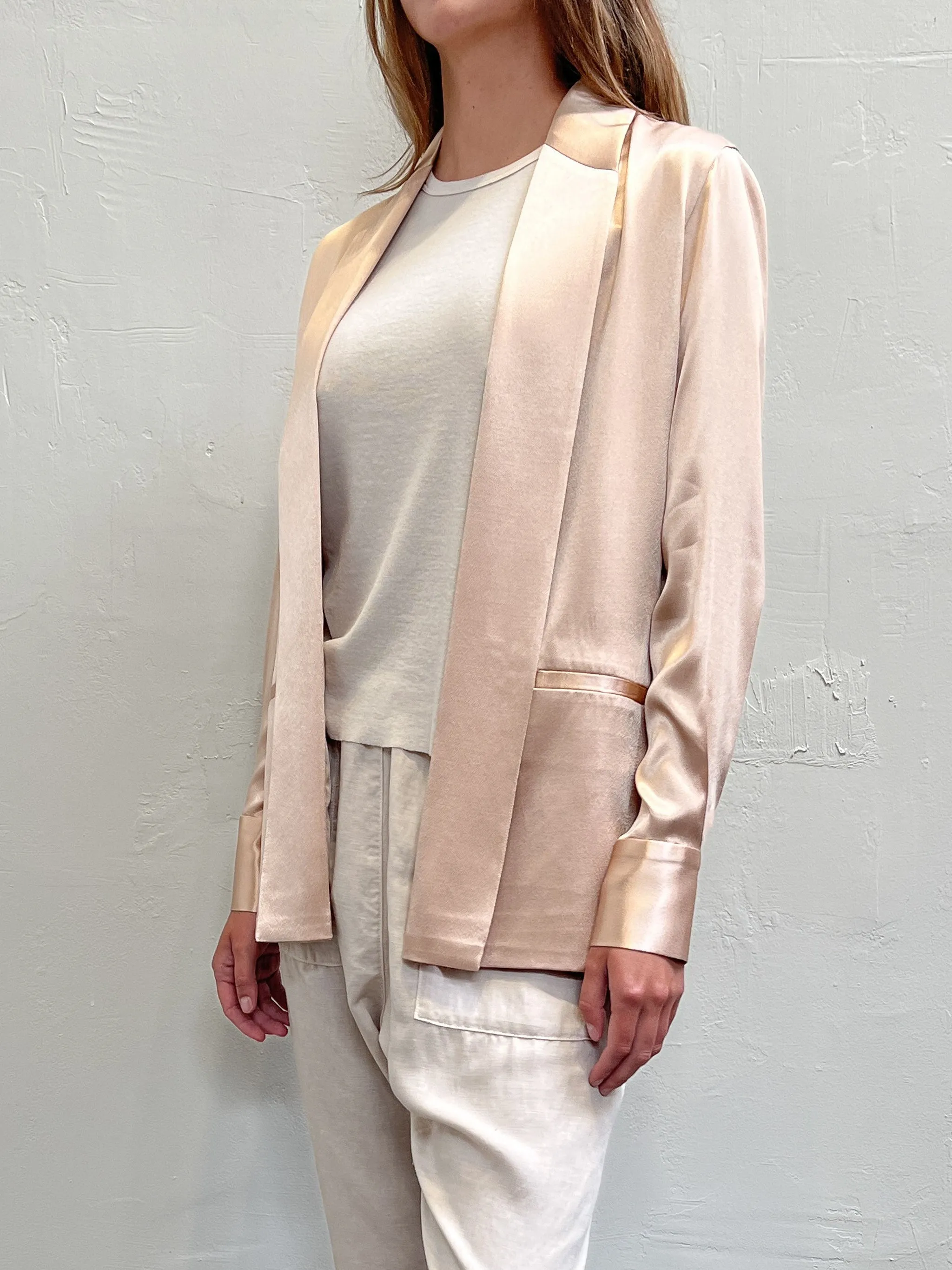Tux Jacket in Italian Satin - Champagne