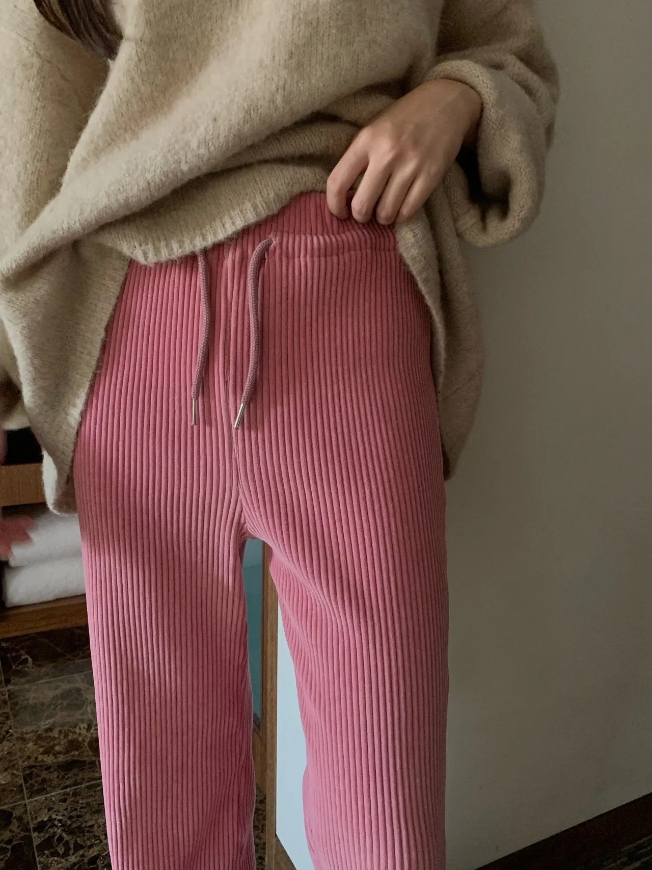 WIDE LEG VELOUR PANTS