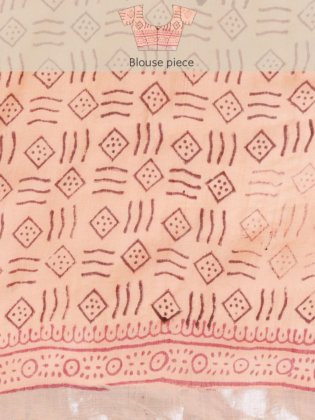Women Peach Linen Blend Khadi Saree