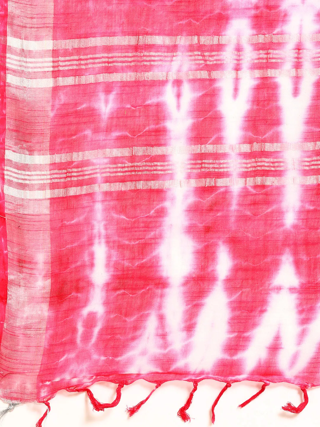Women Pink Cotton Linen Saree